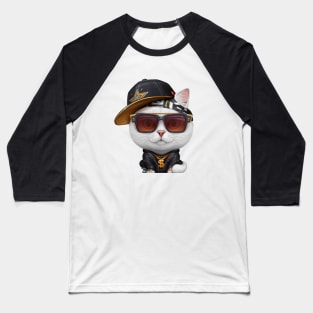 White Cat Hip-Hop Super Star Baseball T-Shirt